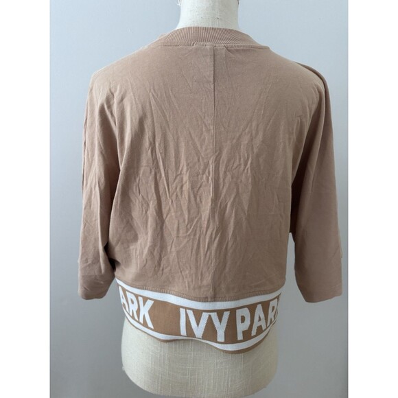 Ivy Park Spell Out Logo Boxy Cropped‎ Top Short Sleeve Shirt Brown Size Small - Picture 4 of 9